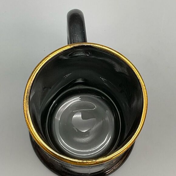 Cancer Zodiac Vintage Coffee Tea Stein Mug Federal Glass Black Gold - Picture 6 of 10